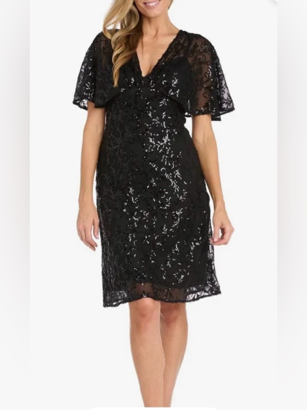 NEW RM Richards Black Sequin Lace Formal Dress. Sz. 12.  MSRP $169.00. Macy's.